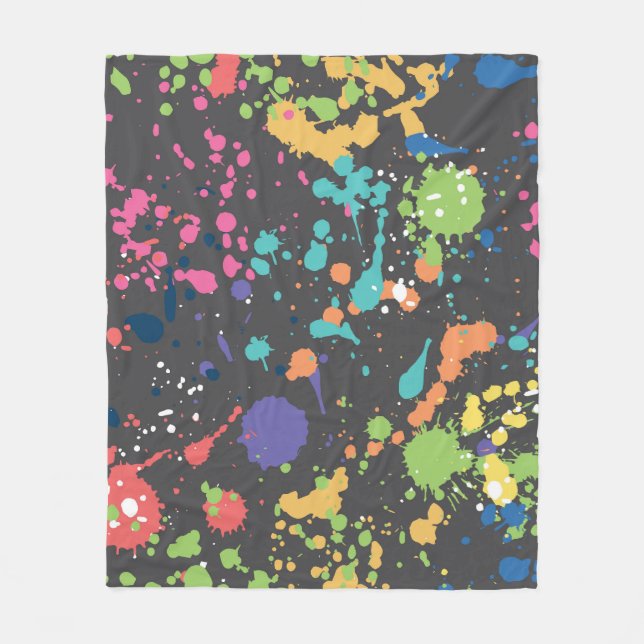 Grunge Watercolor: Colourful Spots Pattern. Fleece Blanket (Front)