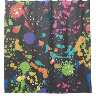 Grunge Watercolor: Colourful Spots Pattern. Shower Curtain