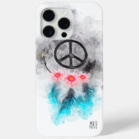 *~* Grunge Watercolor Peace Sign Feathers Flowers
