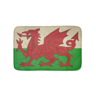 Grunge Welsh Dragon flag illustration Bath Mat