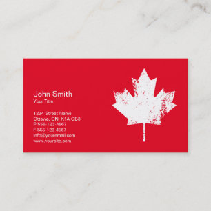 Grunge White Canada Maple Leaf Business Card