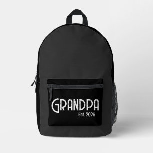 Grunge White Letters Established Grandpa Printed Backpack
