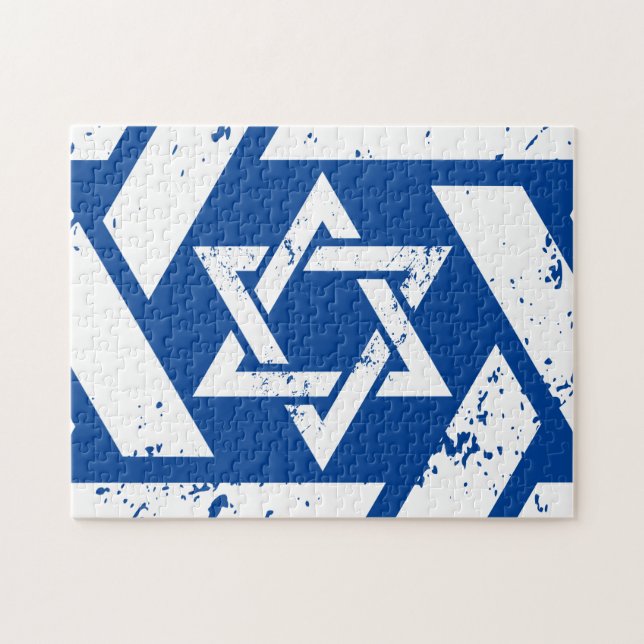 Grunge White Star of David Jigsaw Puzzle (Horizontal)