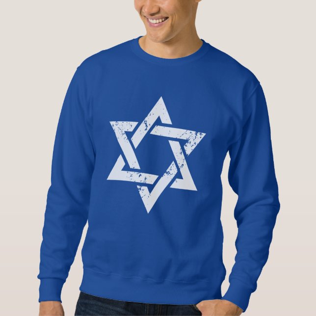 Grunge White Star of David Sweatshirt (Front)