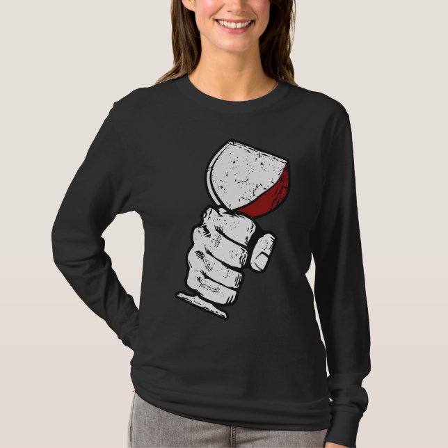 Grunge Wine Glass T-Shirt (Front)