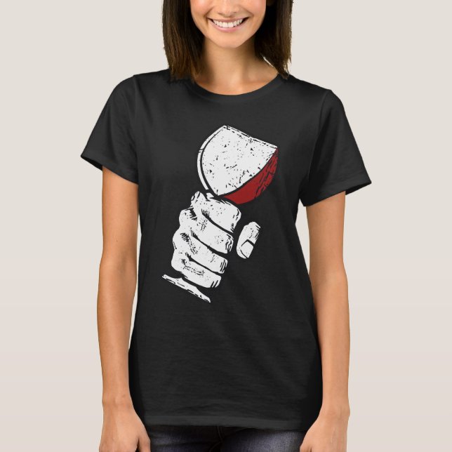 Grunge Wine Glass T-Shirt (Front)
