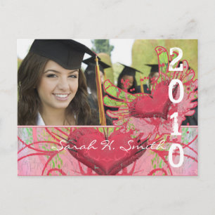 Grunge Winged Hearts 2010 Grad Invitations