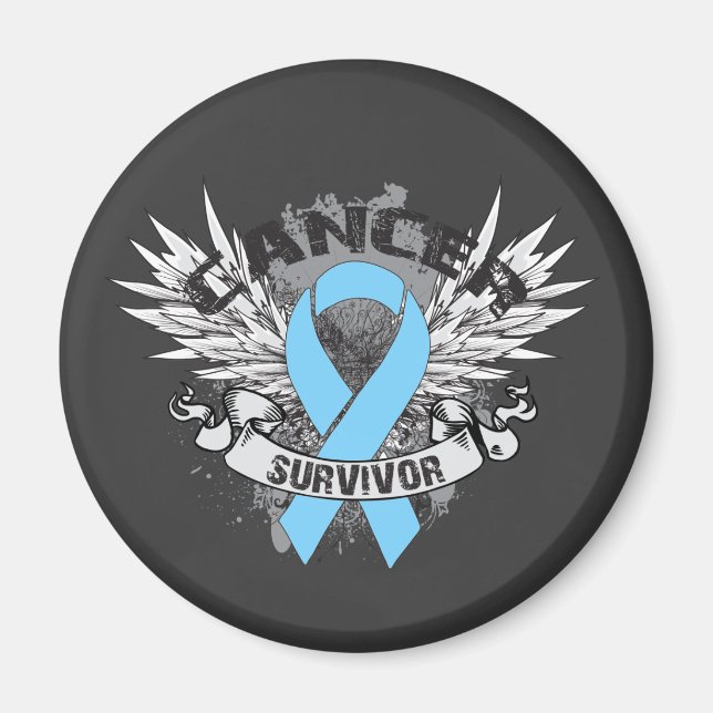 Grunge Winged Ribbon Prostate Cancer Survivor Magnet (Front)
