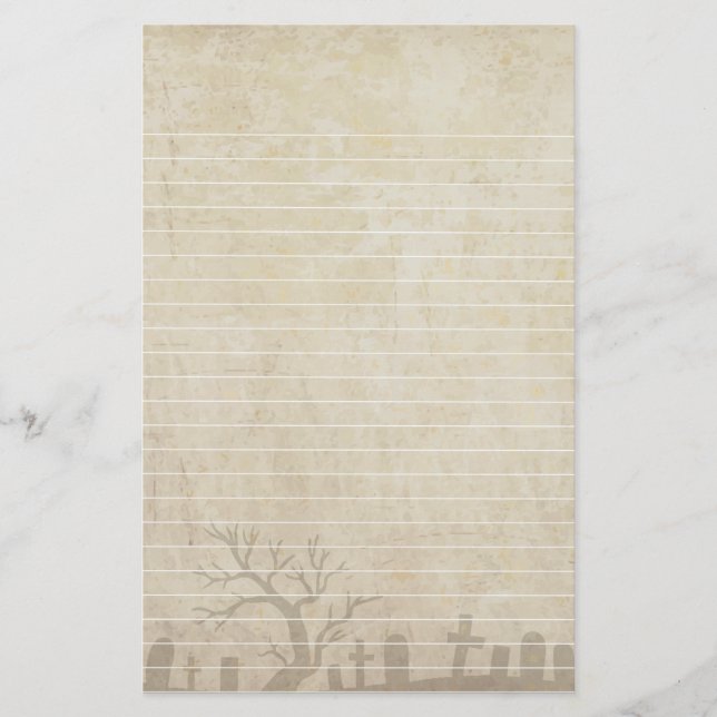 Grunge With Graveyard and Dead Trees Stationery (Front)