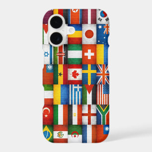 Grunge World Flags Collage Design