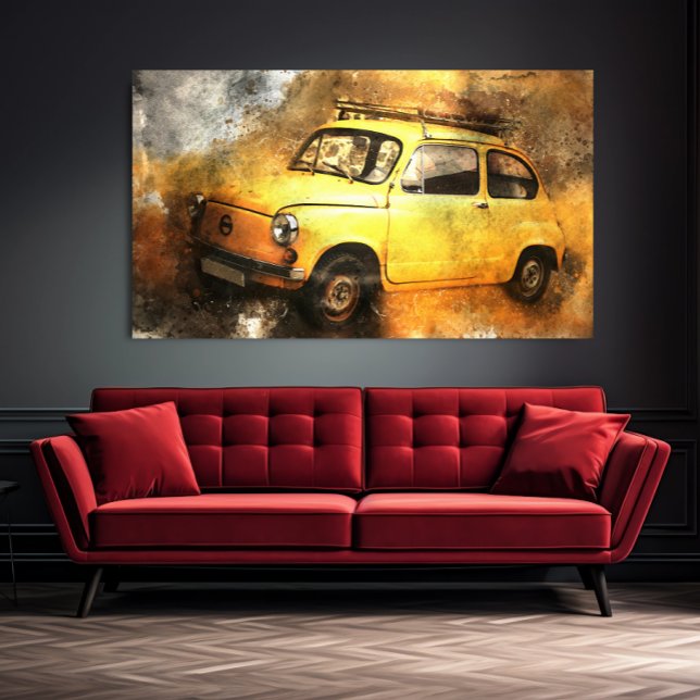 Grunge Yellow Vintage Car Automobile Wall Art (Creator Uploaded)