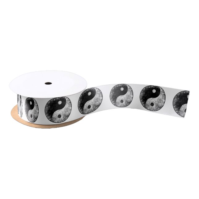 Grunge Yin Yang Satin Ribbon (Spool)