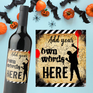 Grunge Zombie Halloween apocalypse  Wine Label