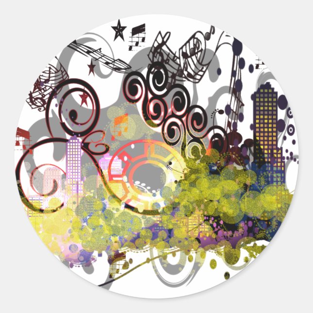 Grunged City Classic Round Sticker (Front)