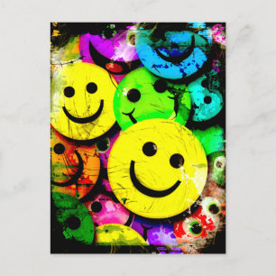 Grungy Abstract Faces Collage Postcard
