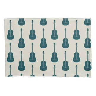 Grungy Acoustic Guitar Polkadot blue cream Pillowcase