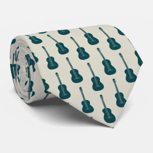 Grungy Acoustic Guitar Polkadot blue cream Tie