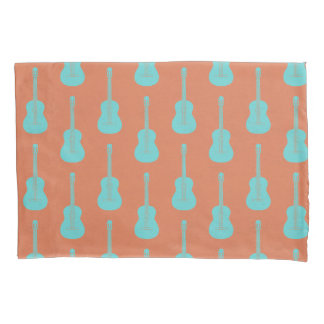 Grungy Acoustic Guitar Polkadot green orange Pillowcase
