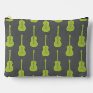 Grungy Acoustic Guitar Polkadot lime green Accessory Pouch