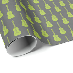 Grungy Acoustic Guitar Polkadot lime green Wrapping Paper
