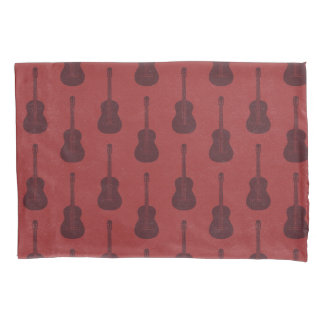 Grungy Acoustic Guitar Polkadot tonal red Pillowcase