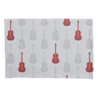 Grungy Acoustic Guitar Polkadot white red Pillowcase