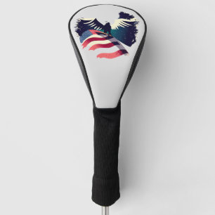 Grungy American Flag Bald Eagle Golf Head Cover