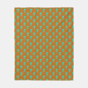 Grungy Anatomical Skull Polkadots orange green Fleece Blanket