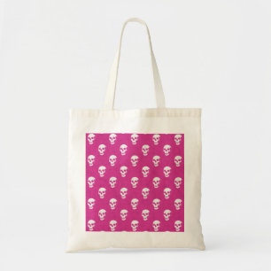 Grungy Anatomical Skull Polkadots pink white Tote Bag