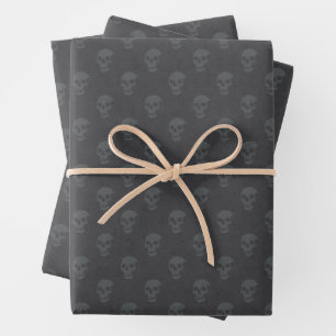 Grungy Anatomical Skull Polkadots tonal grey Wrapping Paper Sheet