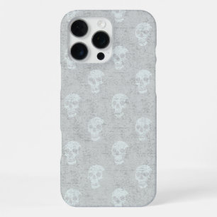 Grungy Anatomical Skull Polkadots tonal white iPhone 16 Pro Max Case
