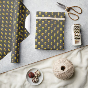 Grungy Anatomical Skull Polkadots yellow black Wrapping Paper