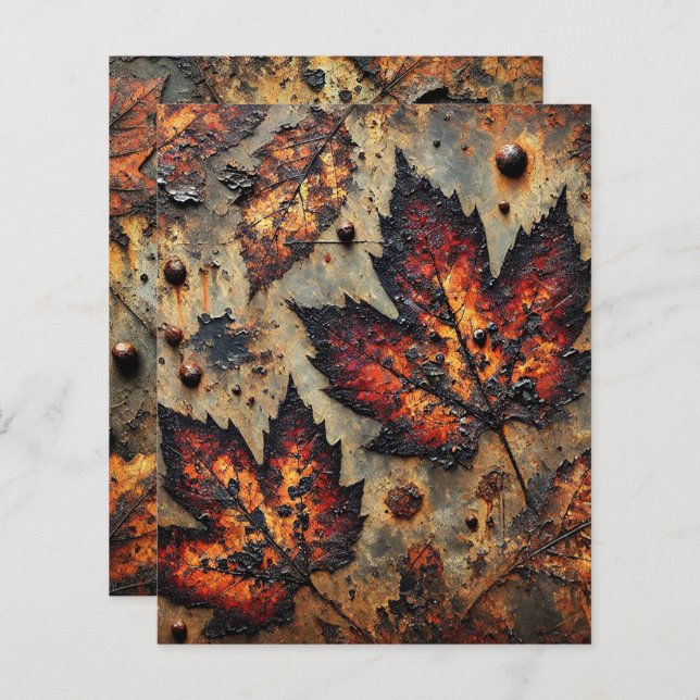 Grungy Autumnal Rusty Metal Scrapbook Paper (Front/Back)