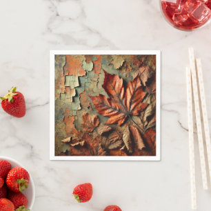 Grungy Autumnal Rusty Peeling Paint Decoupage Napkin