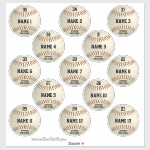 Grungy baseballs set of 13 players' names