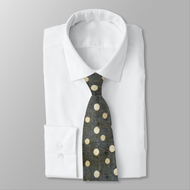 Grungy Black and White Polka Dot Pattern Tie (Tied)
