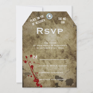 Grungy Blood Splat ToeTag 666 Halloween RSVP