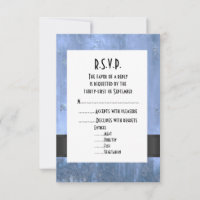 Grungy blue metal style wedding R.S.V.P