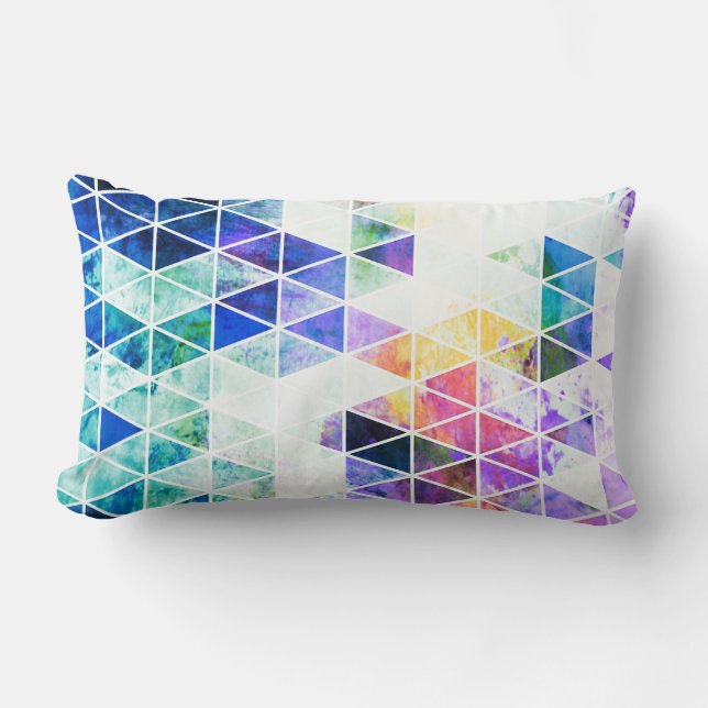 Grungy Bright Triangle Pattern Lumbar Cushion (Front)