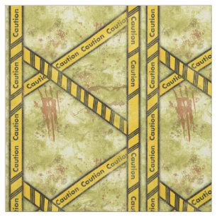 Grungy Caution Tape Halloween Fabric