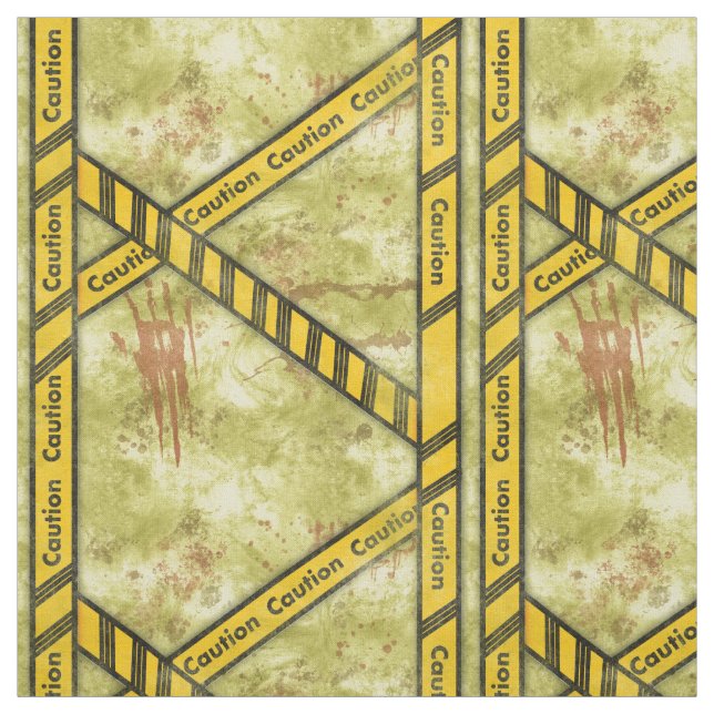 Grungy Caution Tape Halloween  Fabric (Swatch)