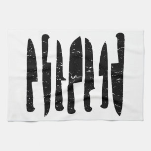 Grungy chef's knives illustration t-towel tea towel