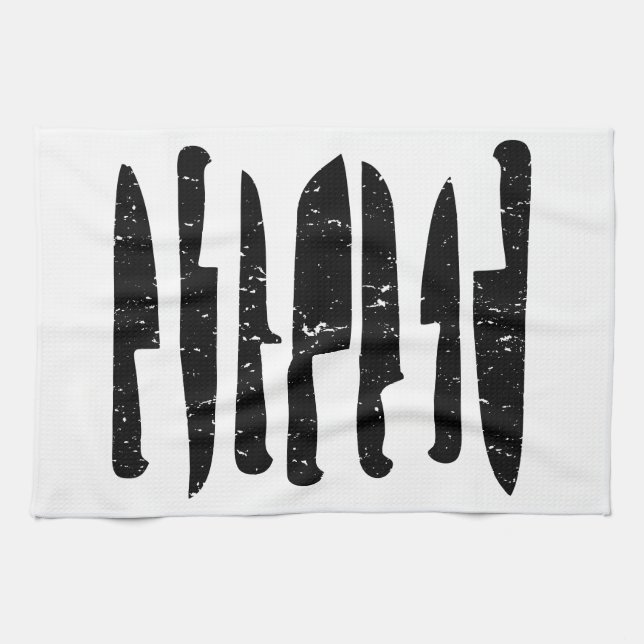 Grungy chef's knives illustration t-towel tea towel (Horizontal)