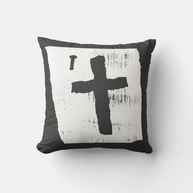 Grungy Christian Cross Cushion (Front)