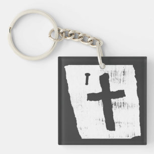 Grungy Christian Cross Key Ring