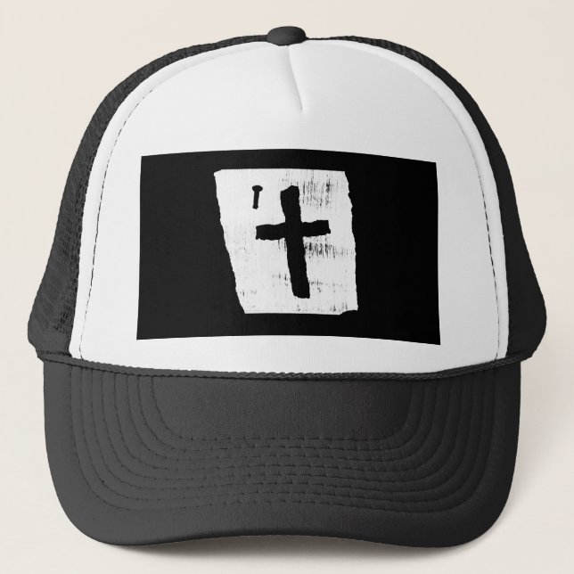 Grungy Christian Cross Trucker Hat (Front)