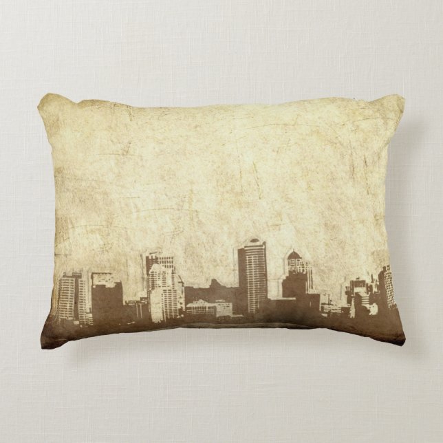 Grungy city background decorative cushion (Front)