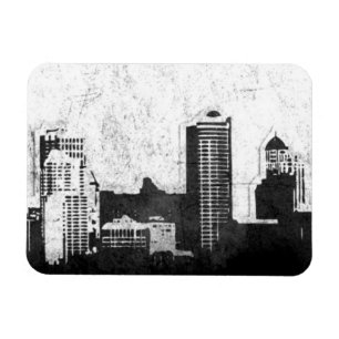 Grungy city background in black and white magnet