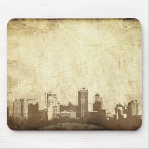 Grungy city background mouse pad