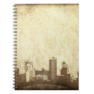 Grungy city background spiral notebook
